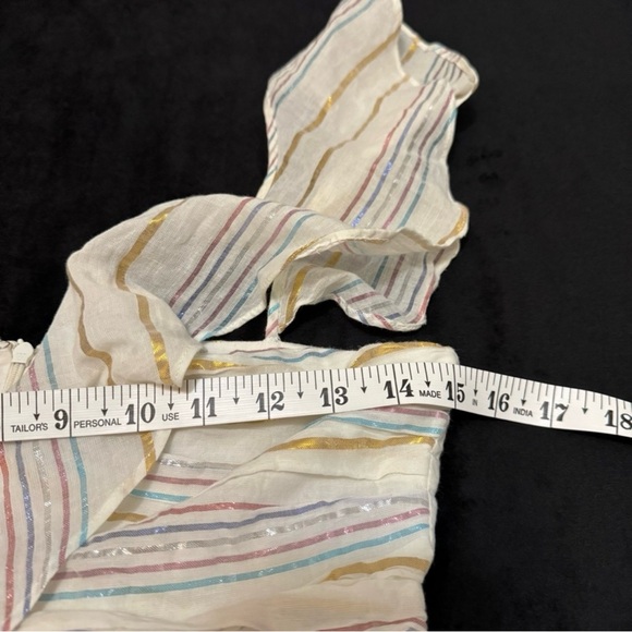 Tularosa Metallic Ruffle Stripe Brittany Mini Dress Marshmallow Boho Small - Picture 7 of 12